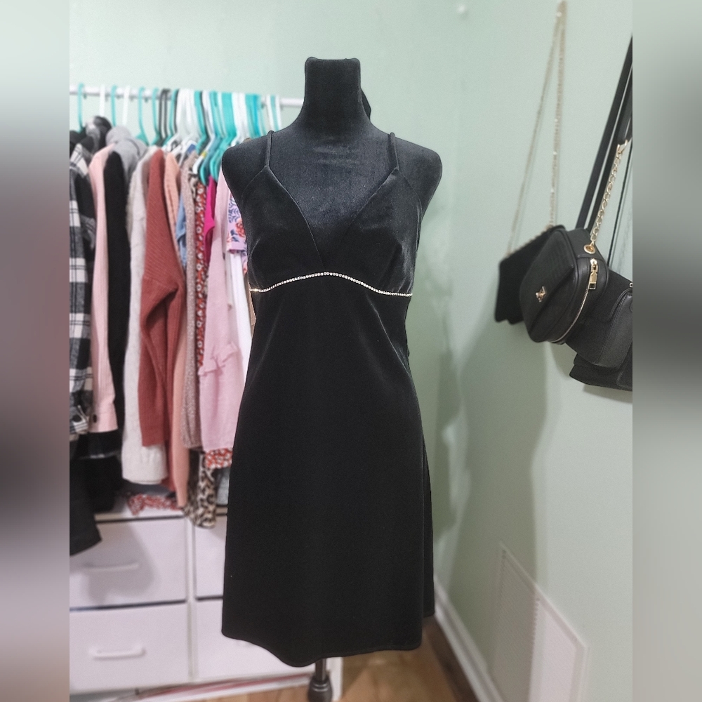 Wild Fable Black Mini Dress with Diamond Strip